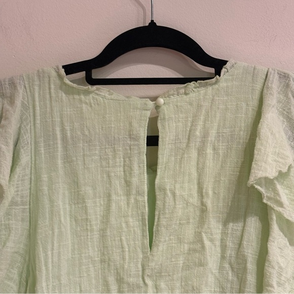 Maeve Anthropologie Green Cascade Ruffle Gauze Cotton Top Size Medium - Picture 6 of 10